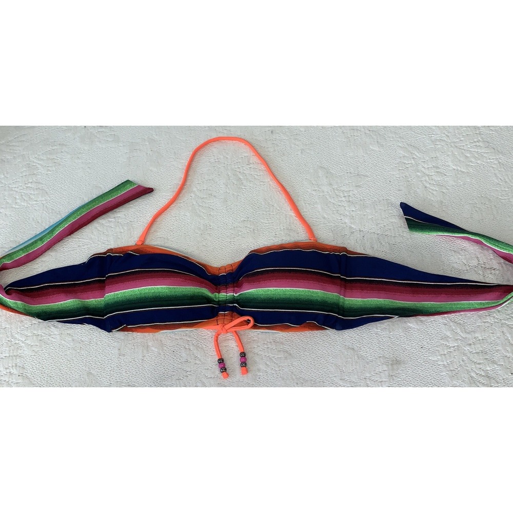 NWOT Polo Ralph Lauren Womens Swimwear Bikini‎ Top Multicolored Striped Sz Small